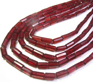 Hermosas Gemas Naturales de Granate de Alta Calidad en Forma de Tubo, Cuentas de 17 Pulgadas, 7-10 mm, Facetadas, Delgadas, Largas, Perforadas al Centro, de Mozambique - Product Image 4