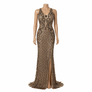 Luxury Hand Beaded Evening Gown for Women Sleeveless Designer Formal Prom Wedding Reception Cocktail Party Maxi Dress Elegant - Product Image 1