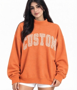 Sudadera Oversize de Cuello Alto para Mujer, Mezcla de Algodón, Puños Acanalados, Corte Holgado, Manga Larga, Fabricante ODM - Product Image 1
