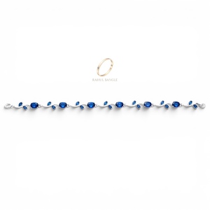 Pulsera de Lujo Azul Moderna con Circonitas y Flor de Tulipán, Bañada en Plata de 18K, Joyería de Latón con Piedras para Mujer, Regalo de Aniversario - Product Image 2