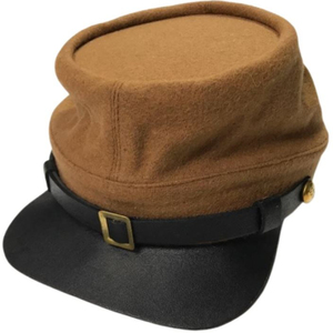 Gorra Kepi de Lana Marrón, Estilo Histórico, con Hebilla en el Borde, Bordado a Mano, Ajustable, Transpirable, para Reenactment, Gorras Americanas - Product Image 4