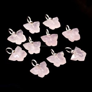 Colgante de mariposa de cuarzo rosa natural, plata de ley 925, colgante de piedra preciosa de cuarzo rosa tallado a mano para la fabricación de joyas al por mayor - Product Image 2