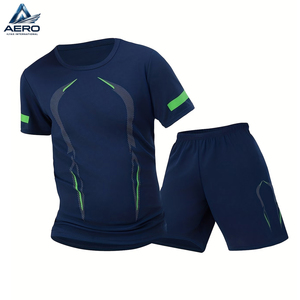 ชุดออกกำลังกายพรีเมียมสำหรับผู้ชาย ผ้าแห้งเร็ว เสื้อแขนสั้นและกางเกงขาสั้นสำหรับนักกีฬามืออาชีพ - Product Image 1