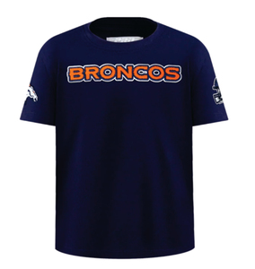 เสื้อยืดแขนสั้นสีน้ำเงินกรมท่า ยี่ห้อ BLACK LAND INDUSTRIES แบบ OEM สั่งทำพิเศษสำหรับทีมเดนเวอร์ บรองโกส์ ทรงโอเวอร์ไซส์ ใส่ได้ทั้งชายและหญิง ผลิตจากผ้าฝ้าย 100% เหมาะสำหรับใส่ลำลอง - Product Image 1