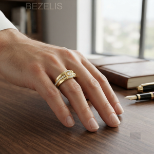 Bague halo en or rose avec diamant de laboratoire et sangle latérale élégante, cadeau de bijoux pour femme - Product Image 3