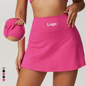 Women's High Waist Solid Color Sporty Tennis <b>Skirt</b> With Pocket A-Line <b>Mini</b> Design Breathable Spandex Polyester Fabric - Product Image 1