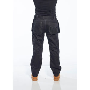 Pantalones de trabajo tipo cargo transpirables de algodón/poliéster para hombre, personalizables, resistentes, con bolsillos para rodilleras y funda para herramientas. - Product Image 6