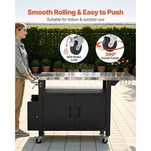 Carrello portaoggetti da esterno con tavolo grill in acciaio inossidabile da 55,1 pollici e armadietto impermeabile - Product Image 6