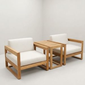 Outdoor Garden Sofa Set Modern Teak Wood Patio Lounge Chair Furniture With Cushions For Balcony Terrace Backyard Deck Sourcing - Product Image 3