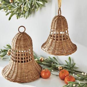 Cloches en rotin décor de noël décoration intérieure maison extérieure cloche naturelle faite à la main prix le plus bas - Product Image 2