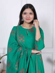 Ensemble coordonné vert émeraude tendance avec dupatta, Kurti brodé et pantalon pour femme, tenue décontractée, vêtements ethniques - Product Image 6