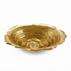 Cuenco Decorativo de Aluminio con Diseño de Flor Chapado en Oro, de Alta Calidad, Lujoso y Elegante para el Hogar - Product Image 1