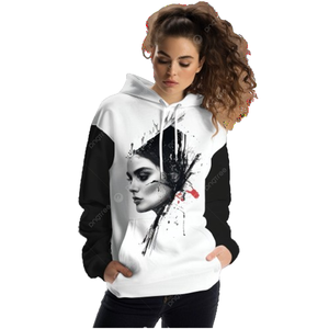 Sweat-shirt en coton peigné pour femmes imprimé personnalisé à manches longues poche kangourou épaule tombante conception Slogan sweats à capuche hiver - Product Image 2