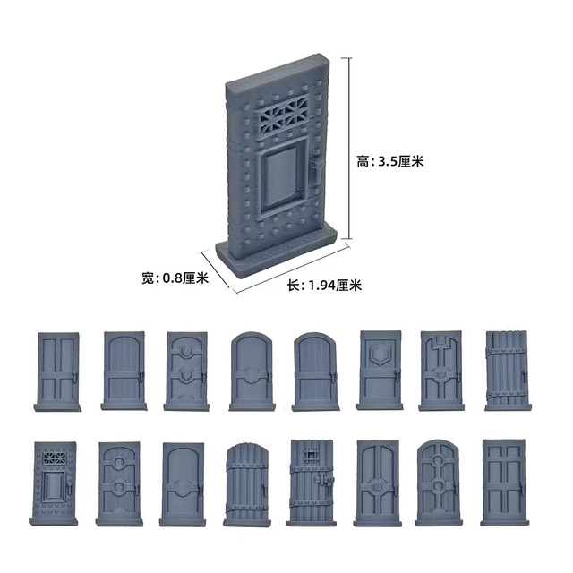 Unpainted DND Dungeon Doors 28mm/32mm Fantasy Tabletop Terrain 3D Printed Miniature for D&D, Pathfinder, Wargame Accessories