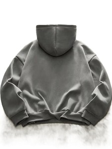 Mens <b>Black</b> Oversized Hoodie Pleated Panel Design French Terry Thick Streetwear Hip Hop Baggy Pullover Plain Hooded <b>Sweatshirt</b> - Product Image 5