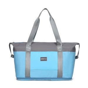 Sac de sport et de voyage pliable extensible avec séparation humide/sec, durable, motif imprimé bleu et orange, essentiels de voyage tendance - Product Image 2