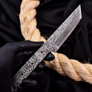 Cuchillo Tanto de Acero de Damasco en Blanco para Forjar, Hoja Completa, Kit de Cuchillo de Caza de Hoja Fija Personalizado OEM/ODM - Product Image 5