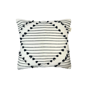 Funda de Cojín de Algodón Tejida a Mano Estilo Marroquí con Bordado de Borlas |   Funda de Almohada Decorativa Estilo Boho |   Suministro a Granel y Tamaños Personalizados - Product Image 1