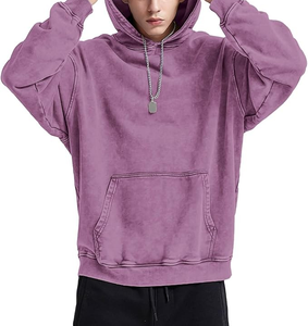 เสื้อฮู้ดดี้ผู้ชายทรงโอเวอร์ไซส์ สไตล์วินเทจเรโทร ล้างสีแบบแอซิดวอช ผ้าฝ้าย 100% แบรนด์ OEM รับทำโลโก้ตามสั่ง แฟชั่นสตรีทแวร์ทรงหลวม ใส่สบาย - Product Image 1