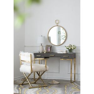 22 \ "X 28 \" oro cornice in ferro accento specchio a parete Design cerchio per soggiorno ingresso ufficio - Product Image 1