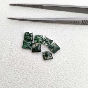 6mm Naturel Mousse Agate Facettes Princesse Coupe Carrée Polie Lâche Pierre Précieuse Boutique En Ligne Directe Du Fabricant Fournisseur Régulier - Product Image 1