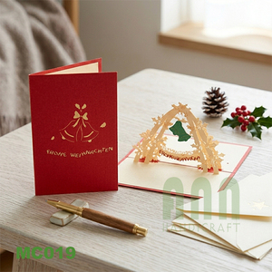 Tarjetas de Navidad 3D personalizadas hechas a mano, campanas de Feliz Navidad, recuerdo de Año Nuevo, impresión Offset, tarjetas de felicitación, Vietnam mate - Product Image 2