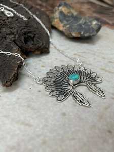 Kingman Turquoise <b>Necklace</b> Handmade Sterling Silver Artisan Boho Southwestern <b>Statement</b> Jewelry Third Party Certified Link Chain - Product Image 2