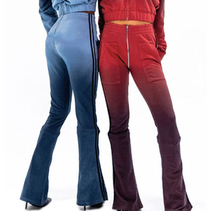 Pantalon évasé décontracté pour femme, taille mi-haute, en molleton 100 % coton, idéal pour l'hiver, les réunions de bureau, les conférences et les événements - Product Image 3