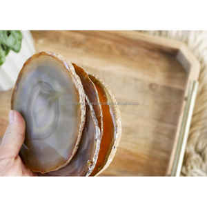 Posavasos de ágata de alta calidad pulidos ecológicos artesanías naturales hechas a mano India tamaño personalizable boda decoración del hogar a granel - Product Image 1