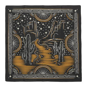 Pañuelo Bandana Étnico Personalizado al por Mayor de Fábrica, 55 cm, Cuadrado de Algodón, Doble Borde, Impresión Digital - Product Image 1