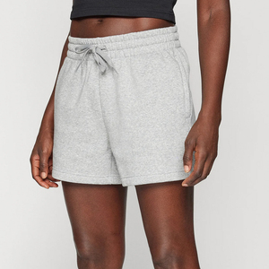Shorts de sport gris pour femmes, taille haute, avec cordon de serrage, 100 % coton, pour fitness et entraînement, vente en gros sur mesure - Product Image 4