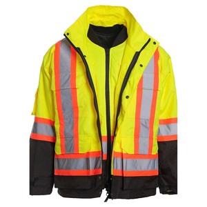 Parka de invierno impermeable para trabajo de seguridad con chaquetas de material Oxford, chaquetas reflectantes de poliéster de alta visibilidad - Product Image 3