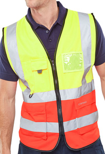 Hi-Vis Two Tone Safety Vest Reflective High Visibility Workwear Vest Custom Logo Polyester Safety Clothing for Worker - Product Image 4