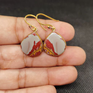 Pendientes colgantes de piedra natural Noreena con baño de oro, para fiesta, con gancho de latón, para mujer - Product Image 1