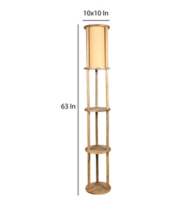 Lampe sur pied de luxe beige avec abat-jour en métal et tissu, base en bois, OEM ODM, faible MOQ, prix d'usine, vente en gros, approvisionnement en vrac - Product Image 2