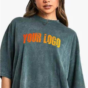 T-shirt en coton délavé surdimensionné pour femme, style streetwear, couleur unie, col rond, manches courtes – Vente en gros fabricant - Product Image 3