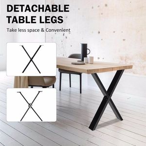28"Hx24"W Heavy Duty Modern X-Shaped Bench Legs Anti Slip Feet Pads Coffee Table & Desk Alloy Steel Furniture Legs - Product Image 3