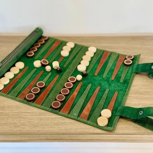 Customized Colorful PU Leather Eco-Friendly Durable <b>Backgammon</b> Board Classic Roll-Up Indoor Outdoor Leisure Entertainment Game - Product Image 2