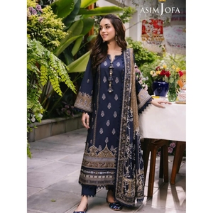 Colección de Verano Asim Jofa, Conjunto Premium de 3 Piezas con Dupatta, Pantalón de Cambray Teñido, Vestidos Salwar Kameez Pakistaníes e Indios - Product Image 4