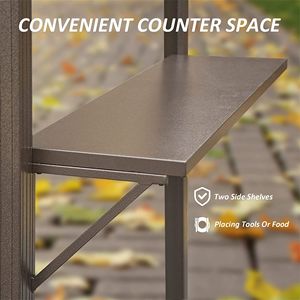 Aluminum BBQ Gazebo with 8' 6" Double <b>Roof</b> Hard Top Outdoor Metal Frame Shelves & Serving Tables Permanent <b>Canopy</b> & Pergola - Product Image 5