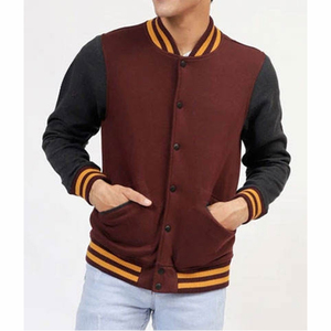 Veste universitaire pour homme, bordeaux et gris, avec bordure jaune, coupe classique, style décontracté, simple boutonnage, col rabattu - Product Image 6