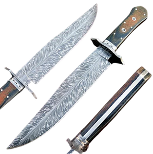 Cuchillo de Caza Premium de Acero Damasco con Hoja Fija, Hecho a Mano, Mango de Madera, Funda de Cuero, Venta al por Mayor - Product Image 6