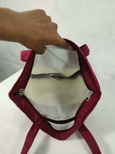 Premium Poly Canvas Casual Tote <b>Bag</b> with Front Zipper Pocket Two Handles <b>Reusable</b> <b>Shopping</b> <b>Bag</b> for Women Christmas Daily Use - Product Image 5