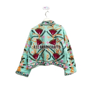 Chaqueta TNT de tela de pato acolchada hecha a mano para mujer nueva tendencia Suzani abrigo corto relleno de algodón estilo étnico regalo perfecto - Product Image 2