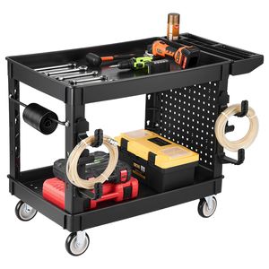 Carrito Utilitario Resistente con Capacidad para 550 Libras, Carrito de Servicio de 2 Niveles con Ruedas Giratorias de 360 Grados y 2 Frenos - Product Image 1