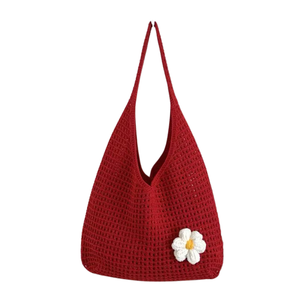 Bolso Tote Casual Bohemio de Moda para Mujer, Tejido a Crochet, con Decoración de Flores de Margarita, Cierre Abierto, Correa Única de Nailon, Ligero, para la Playa - Product Image 2