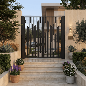Puerta de Entrada Doble Abatible de Hierro Forjado con Recubrimiento en Polvo, Impermeable y Antirrobo, Estilo Moderno Clásico de Lujo para Villa, 8 pies, Premium - Product Image 6