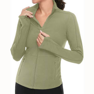 VITHAS INDUSTRY Women Olive Green Quarter-Zip Long Sleeve <b>Yoga</b> <b>Jacket</b> Slim Fit Polyester/Nylon Active Stretch Solid Color - Product Image 6