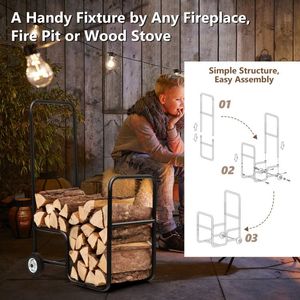 Carrello Porta Legna Antiscivolo e Resistente all'Usura, Accessorio per Caminetto - Product Image 3