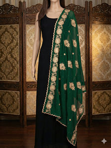 Chales de Chifón de Poliéster de Primera Calidad para Mujer, Ropa Musulmana para Exteriores, Tejido Transpirable, Logotipo Personalizado, Adornos Florales con Pedrería - Product Image 3